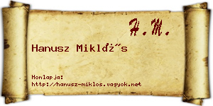 Hanusz Miklós névjegykártya