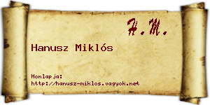 Hanusz Miklós névjegykártya